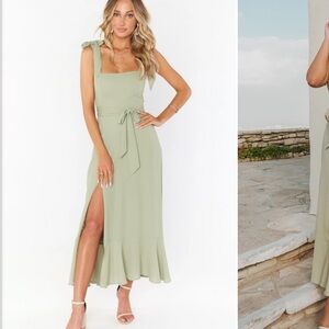 Show me your mumu claire midi dress crisp moss